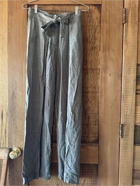 Grey Linen Wrap Pants